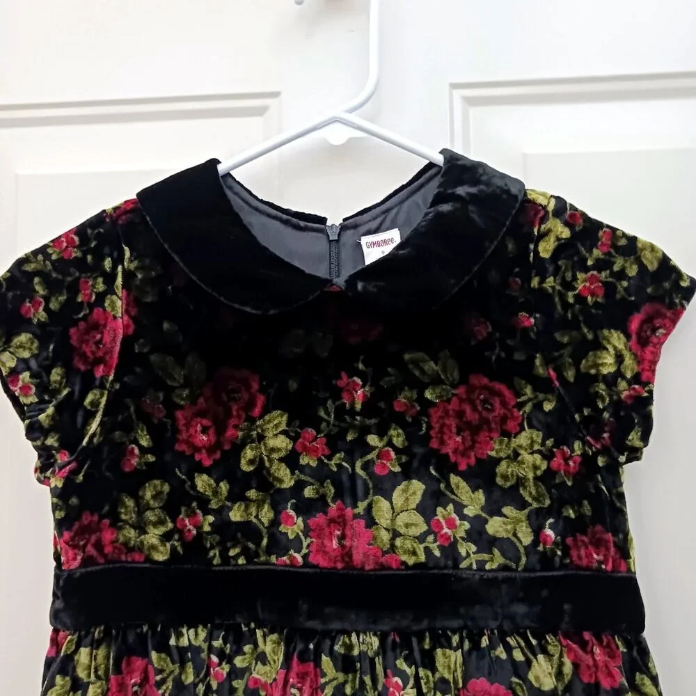 New Gymboree‎ HOLIDAY TRADITIONS Floral Velvet Plush Dress Size 9 Christmas